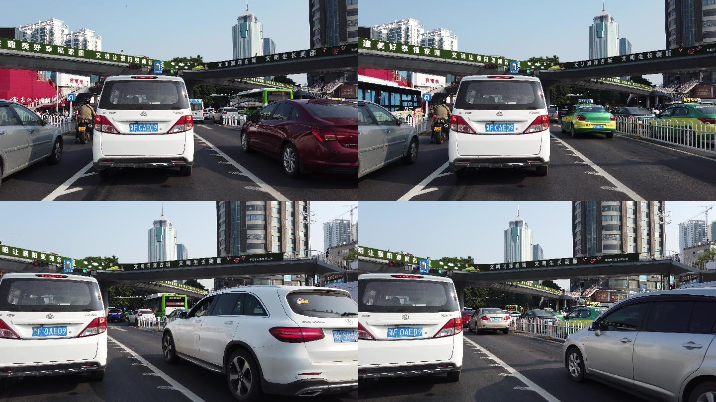 第一视角拍摄襄阳城市道路交通街景