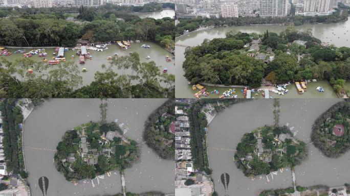 福建福州左海公园航拍延时