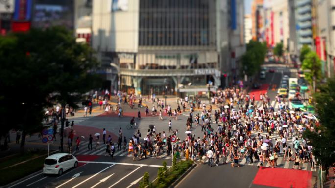 日本东京涩谷口岸道路交叉口