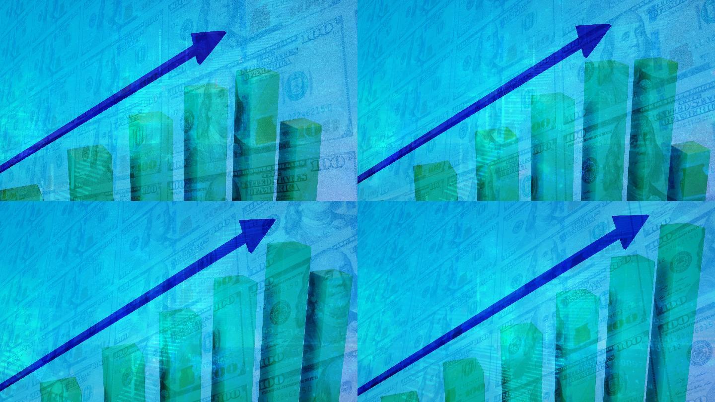 带增长图表覆盖的美国纸钞
