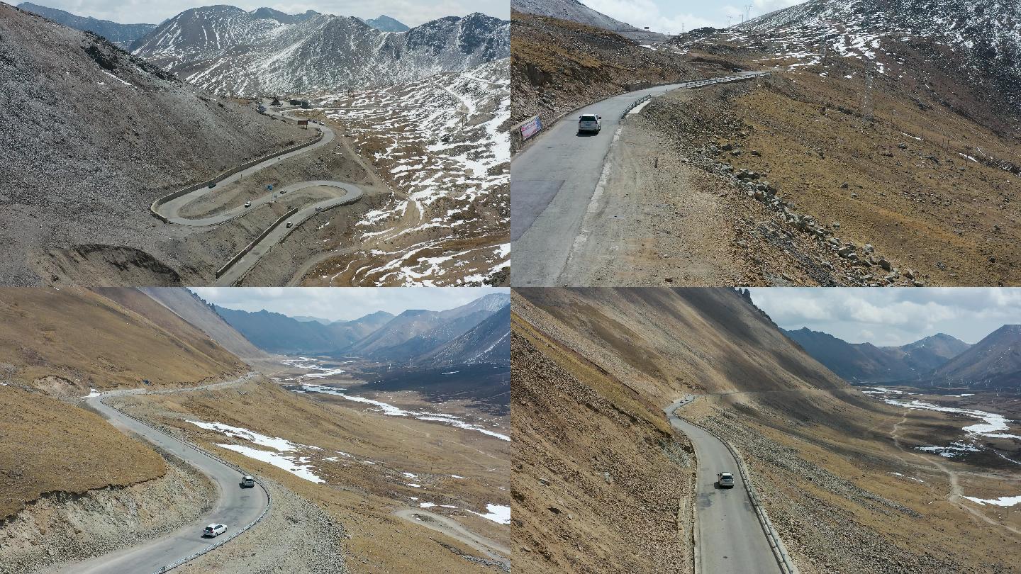 4K川藏318国道路线跟车航拍素材1