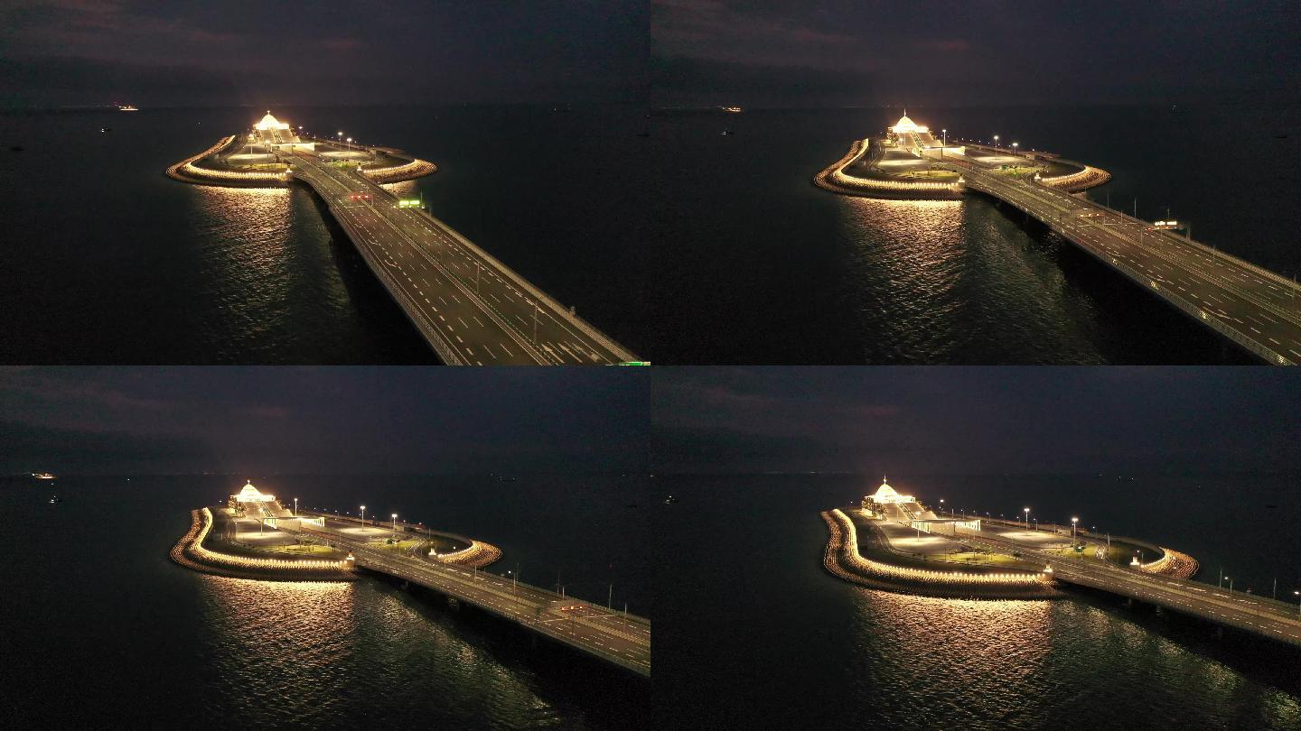 港珠澳大桥人夜景从远到近