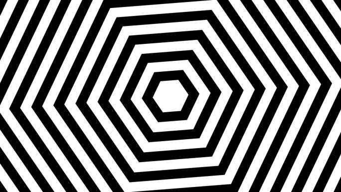 围绕六边形旋转的黑白相间的正方形