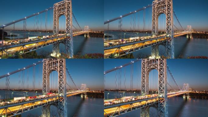 黄昏时分纽约华盛顿大桥的时间推移