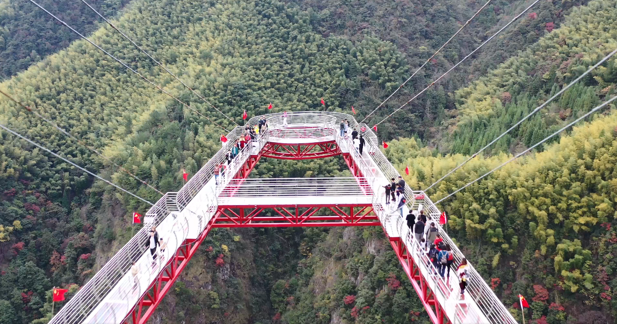 磐安灵江源玻璃栈道 磐安乌石村4k航拍