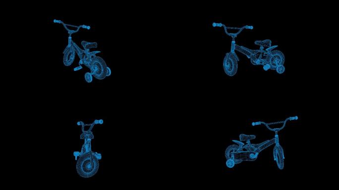 蓝色科技全息儿童自行车循环带通道
