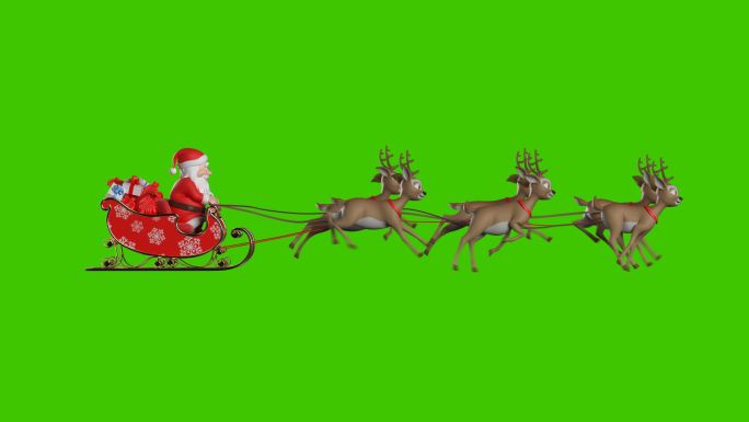骑在驯鹿雪橇上的圣诞老人