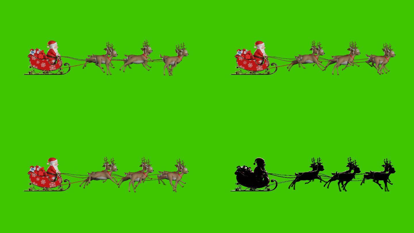 骑在驯鹿雪橇上的圣诞老人