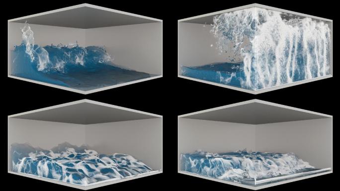 海浪流体翻滚墙体投影