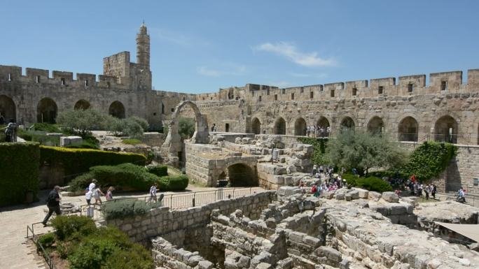 以色列耶路撒冷的大卫塔和考古花园