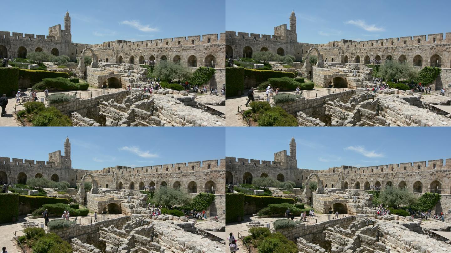 以色列耶路撒冷的大卫塔和考古花园