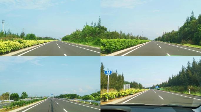 车辆行驶在海南环岛高速沿途风光4K
