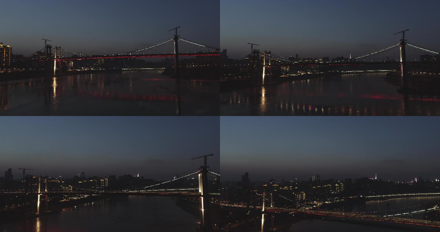 航拍城市夜景大桥