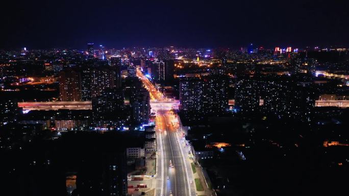 淮安运河大桥夜景航拍