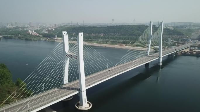 长江汉江斜拉桥大桥航拍
