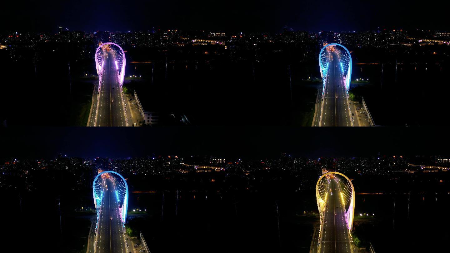 运河大桥夜景航拍