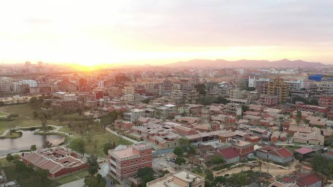 晋江梧林古村落夕阳下古建筑风景区