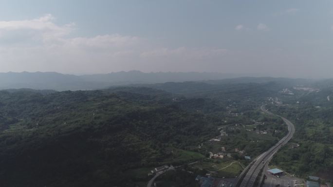 航拍山区蓝天公路