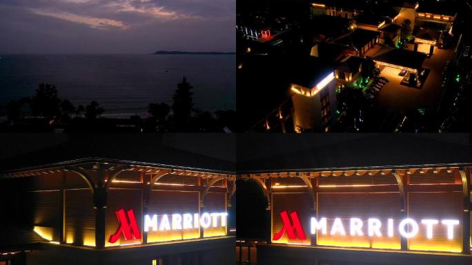 航拍深圳marriott酒店延时夜景风光