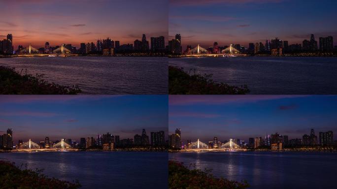 【正版素材】广州海印大桥与珠江日转夜