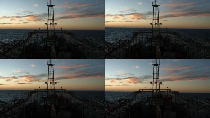 远洋渔船甲板大海夕阳甲板