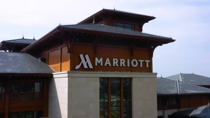 航拍深圳南山marriott酒店自然风光