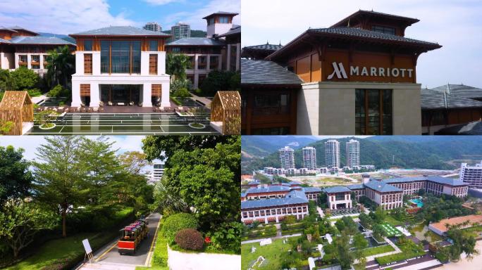 航拍深圳南山marriott酒店自然风光