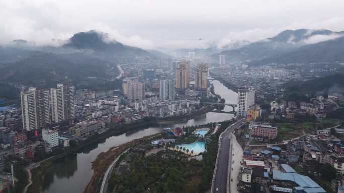 贵州铜仁石阡云海城市河流