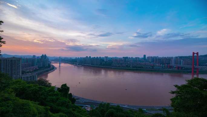 重庆沙坪坝江北全景延时素材