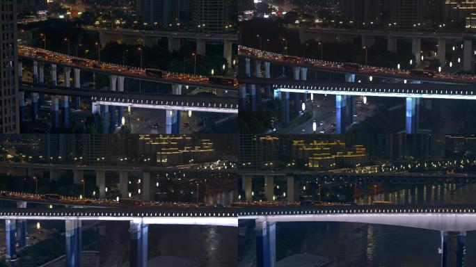 重庆嘉陵江大桥上的轻轨4k夜景