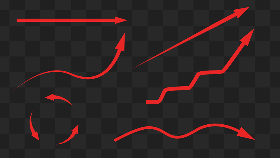 12款红色生长曲线箭头带通道