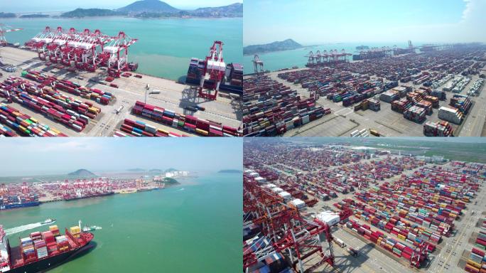 5K航拍港口码头-物流货运国际贸易进出口