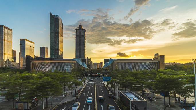 2021深圳市图书馆音乐厅夕阳延时4K