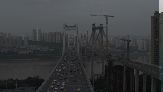重庆鹅公岩大桥处流，轻轨新建航拍