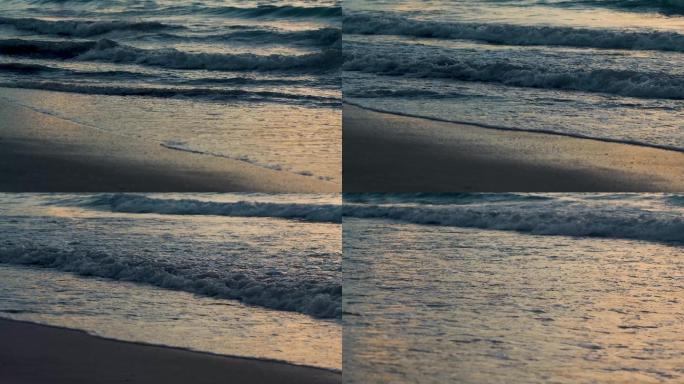 海浪爬上沙滩