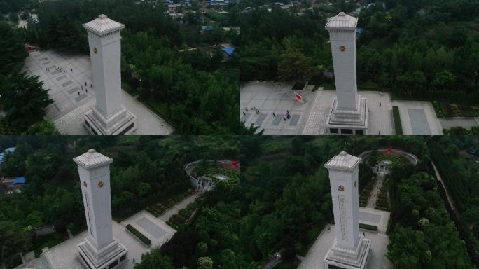 渭华起义纪念碑高空长航拍
