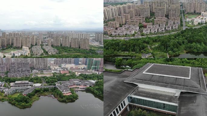 上饶龙潭湖航拍城市建设风景