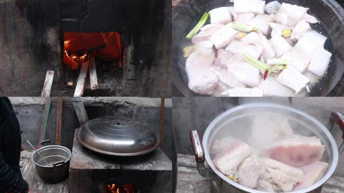 大锅煮肉全过程