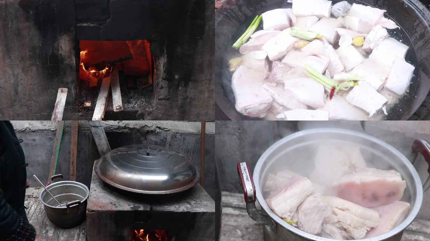 大锅煮肉全过程