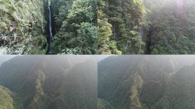 航拍贵州大山的瀑布