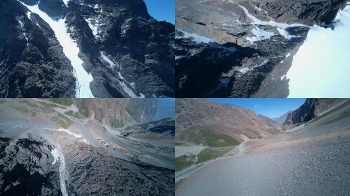 新疆 独库公路雪山穿越机素材