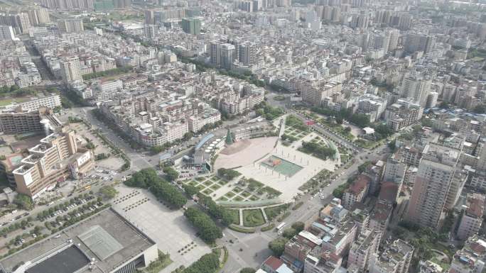 广东梅州兴宁城区航拍明珠文化广场