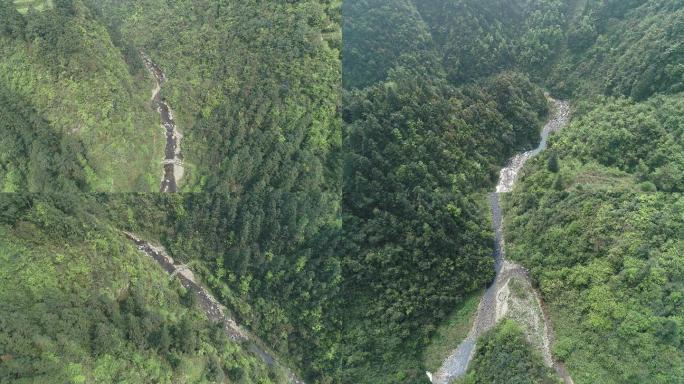 航拍贵州深山峡谷溪流