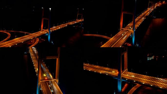 香港青马大桥夜晚远景延时