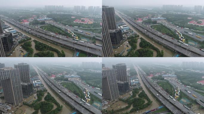 郑州特大暴雨东四环积水21年7月21日摄