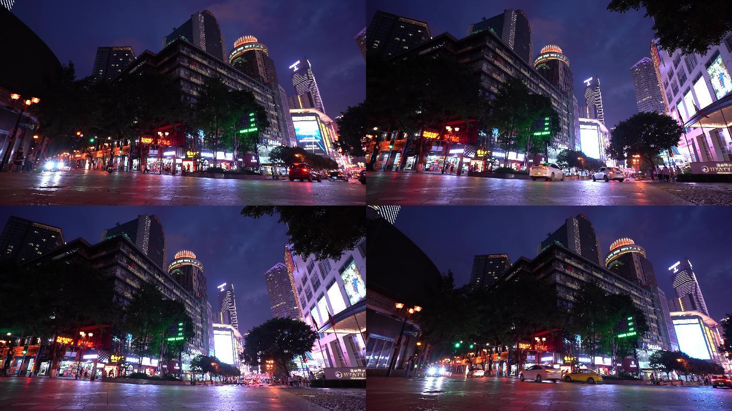 4K重庆解放碑步行街路面空镜