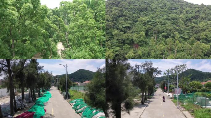 航拍蚂蚁岛红色海上基地3绿水青山