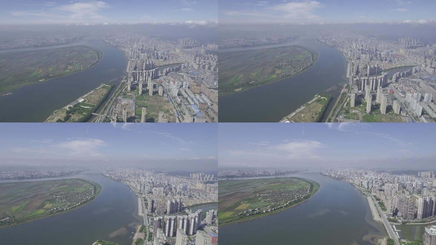 丹东鸭绿江城市大景空镜航拍5.4K