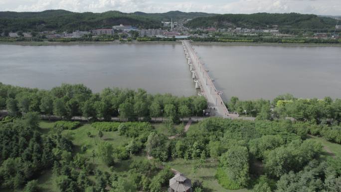 5.4K-抚顺月牙岛浑河桥航拍