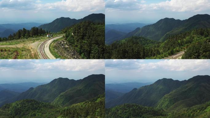 航拍江西明月山层峦叠嶂的山林